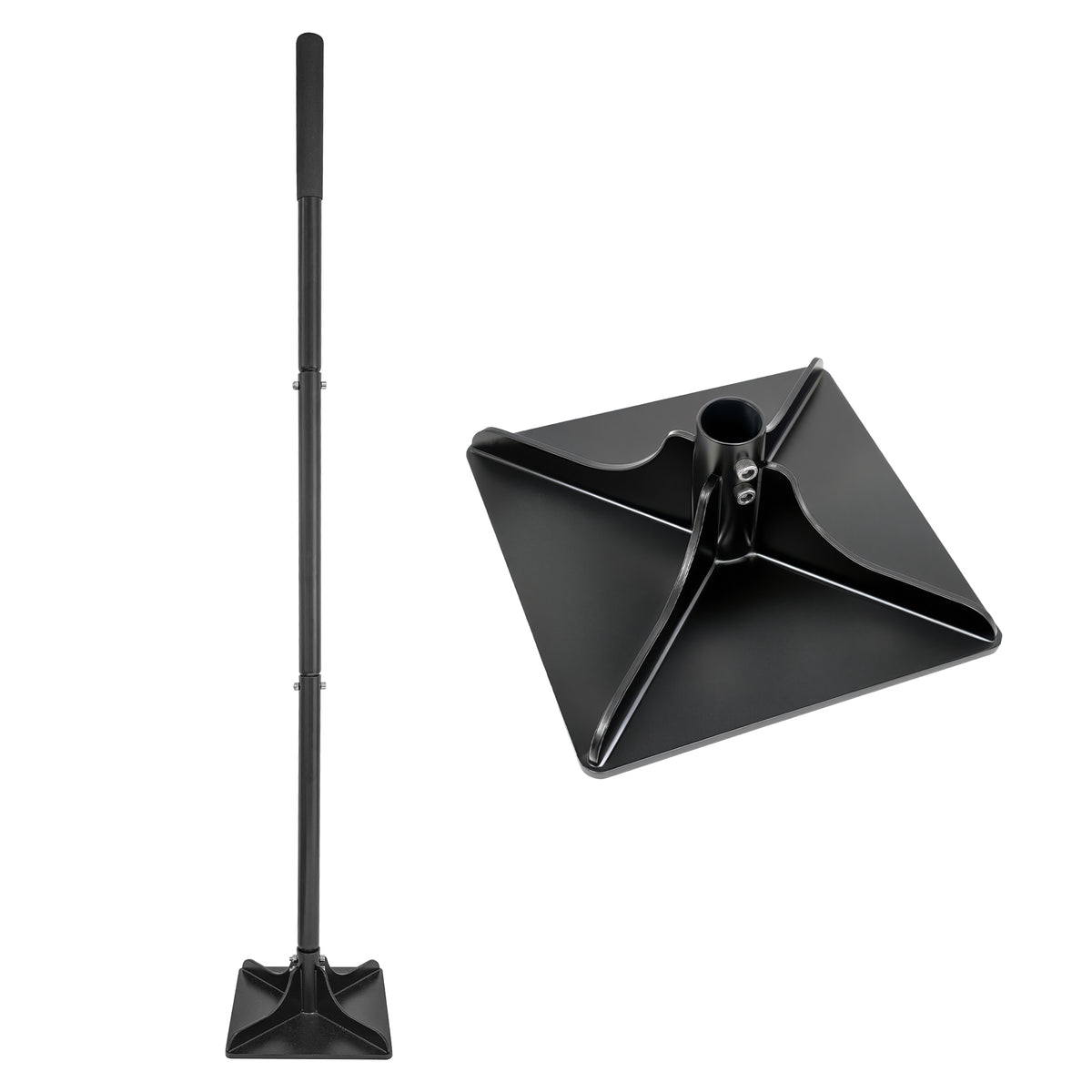 20cm Ground Tamper with 1.22M Handle - Black