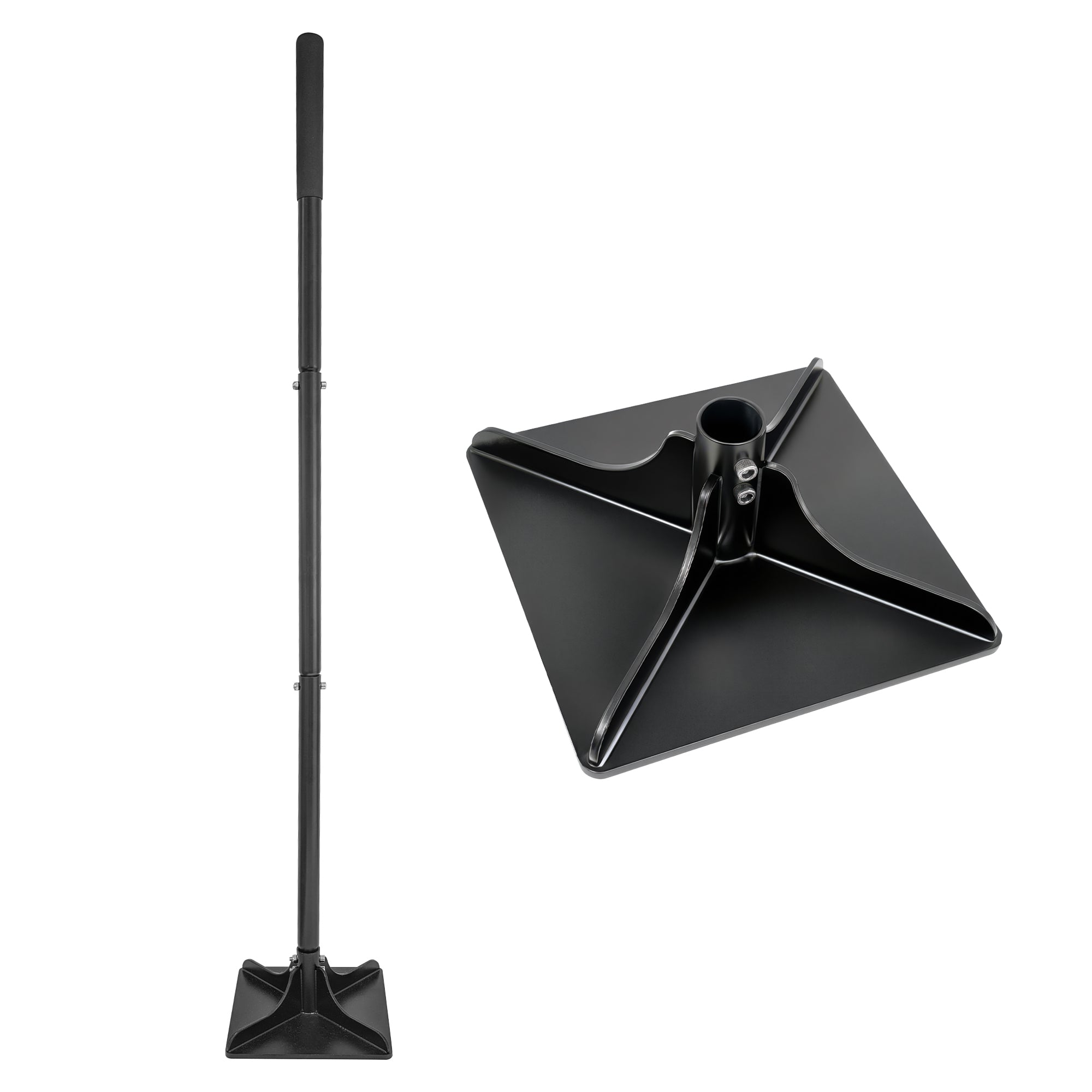 20cm Ground Tamper with 1.22M Handle - Black