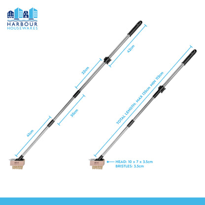 Telescopic Long Handle Weed Brush - 135cm - Chrome/Black
