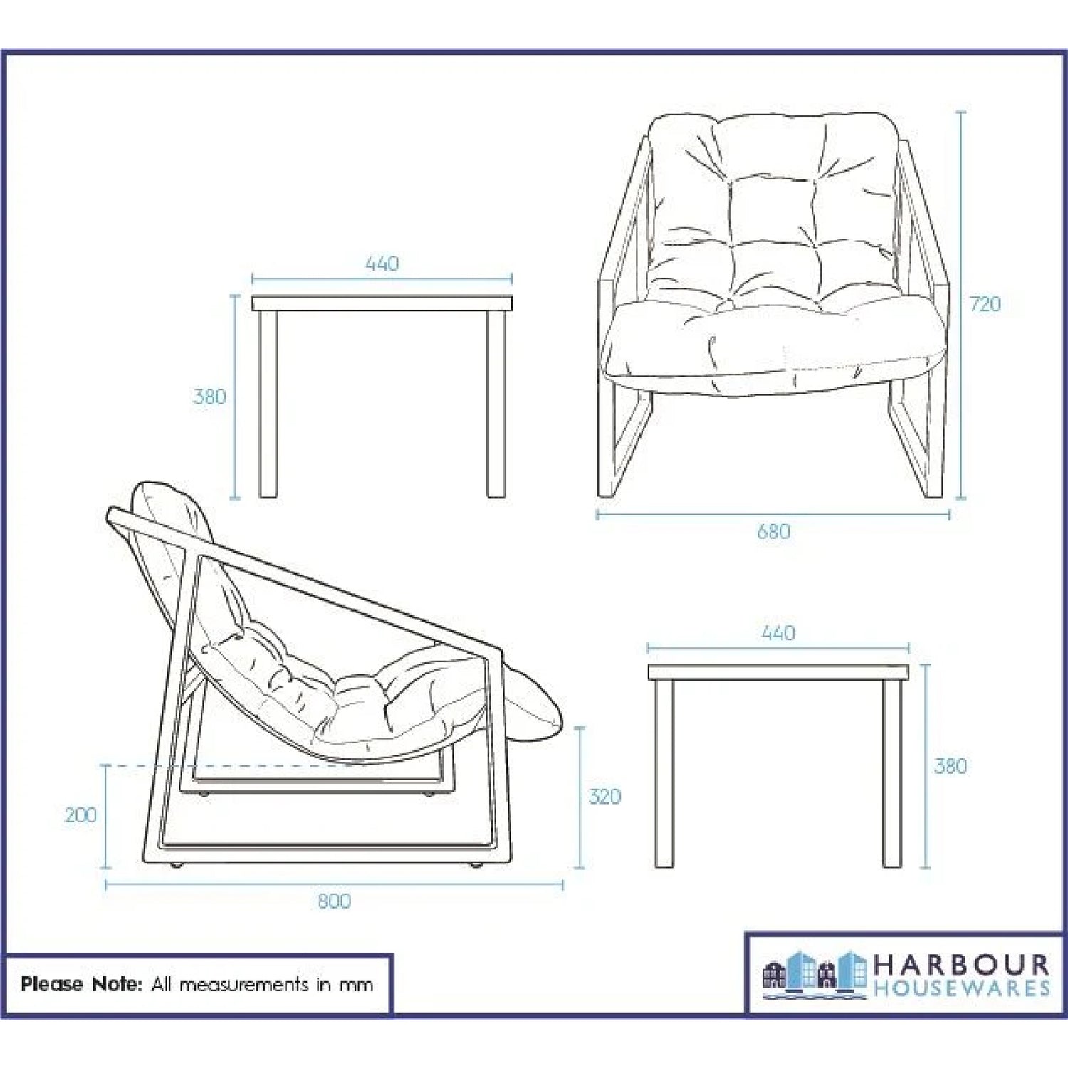3 Piece Padded Patio Bistro Set - Beige