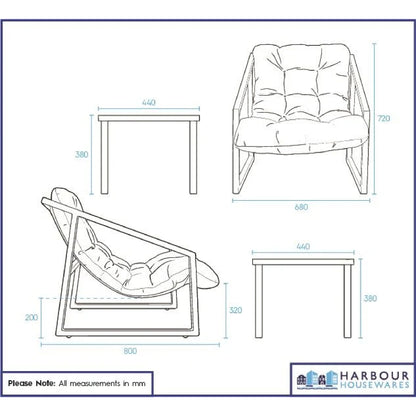 3 Piece Padded Patio Bistro Set - Beige
