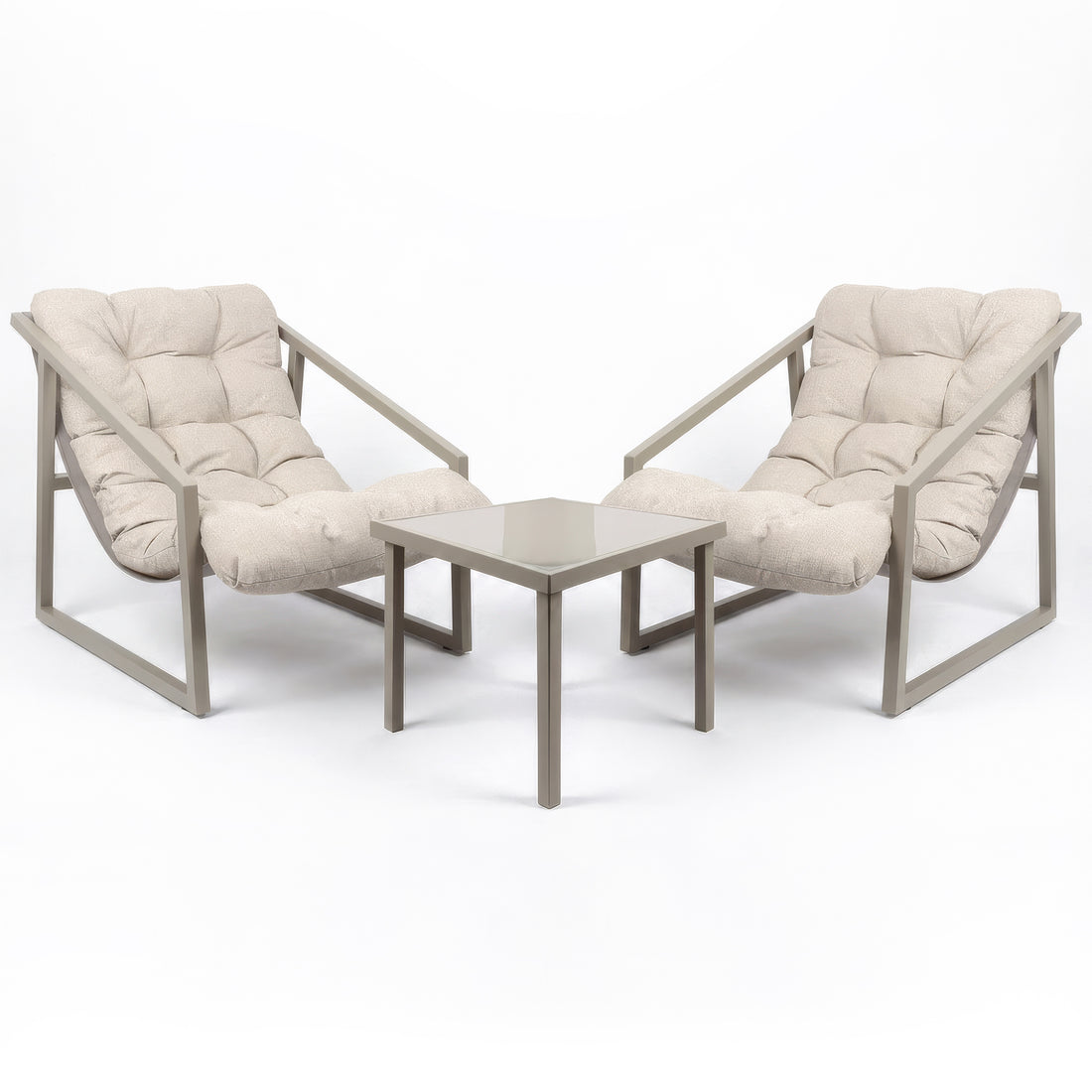 3 Piece Padded Patio Bistro Set - Beige