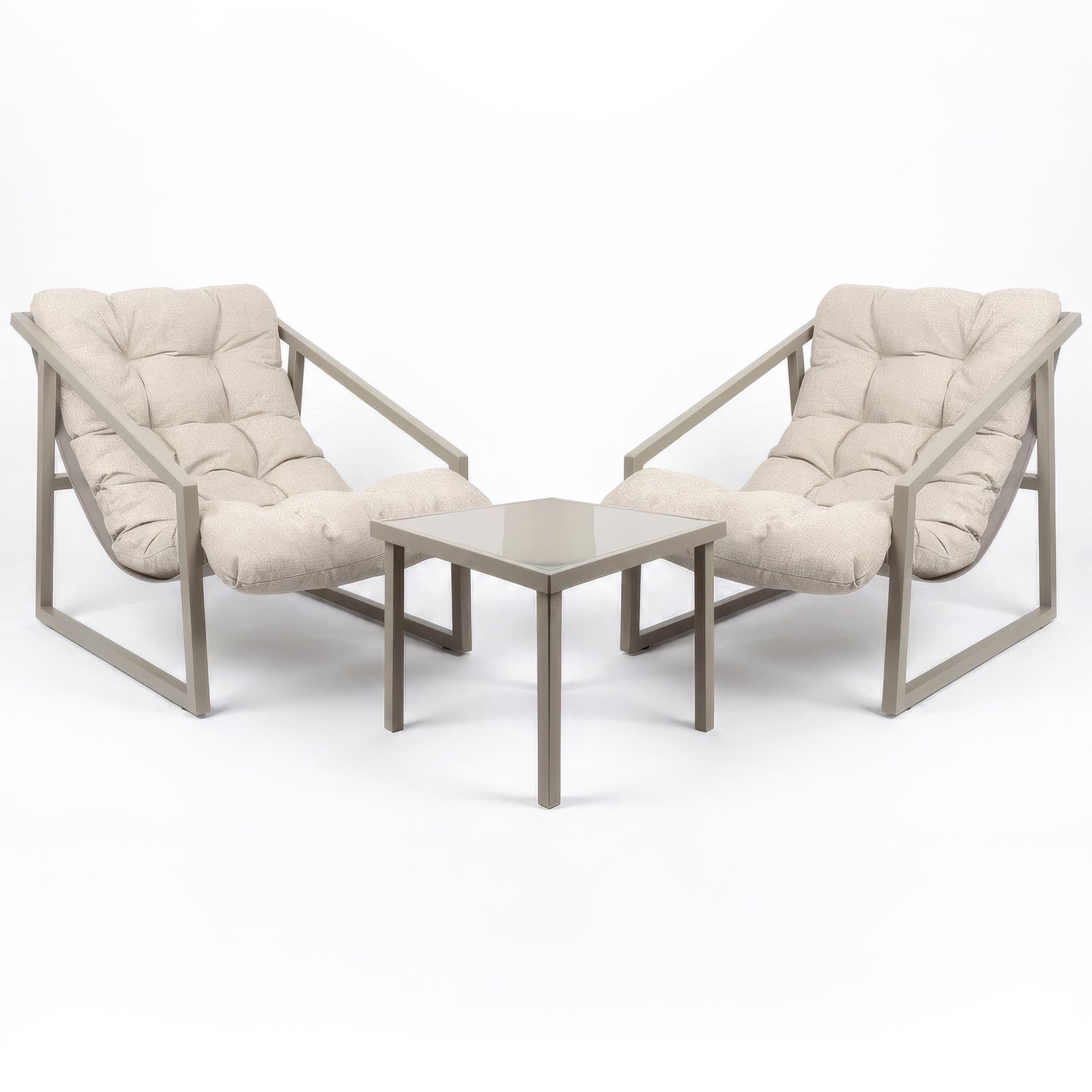 3 Piece Padded Patio Bistro Set - Beige