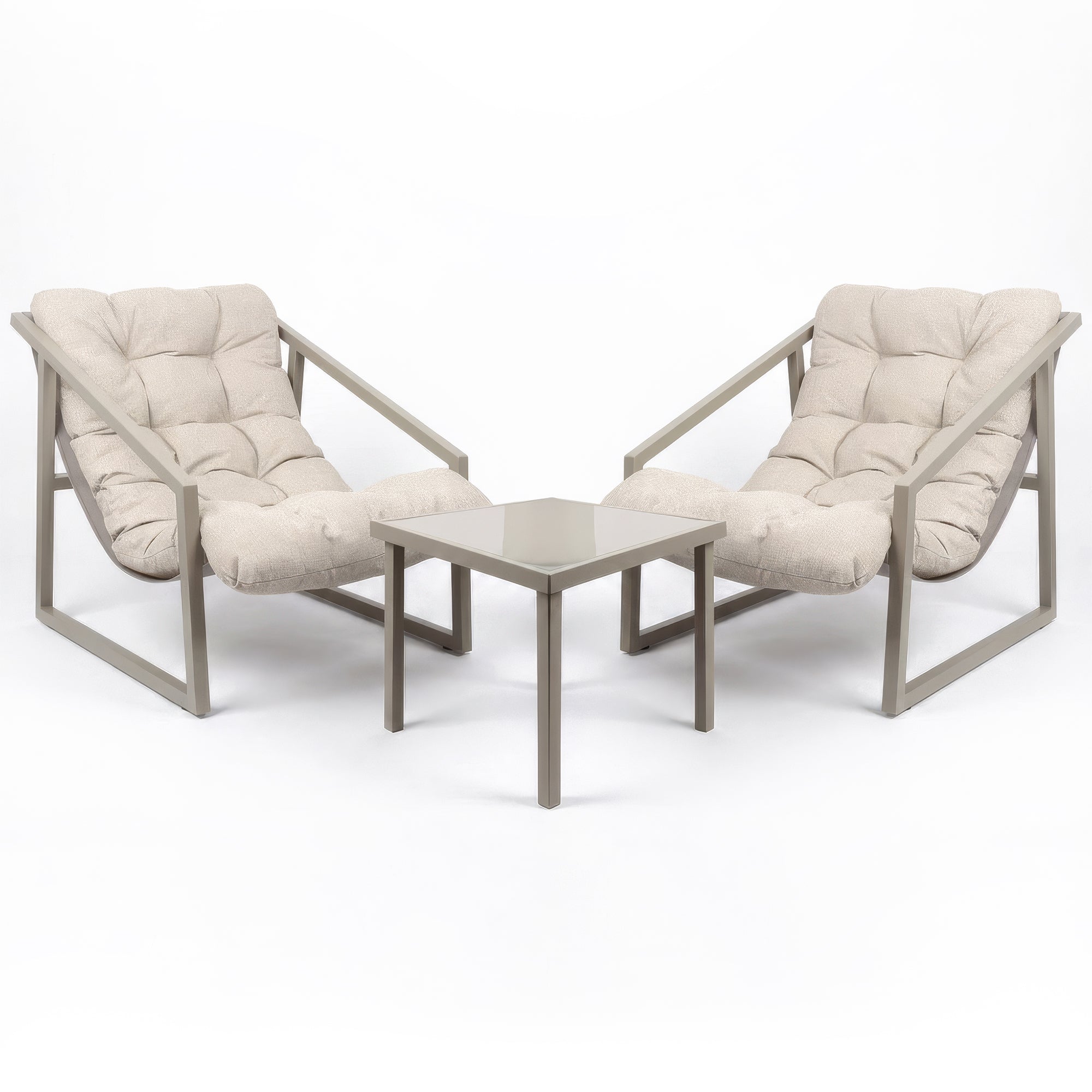3 Piece Padded Patio Bistro Set - Beige