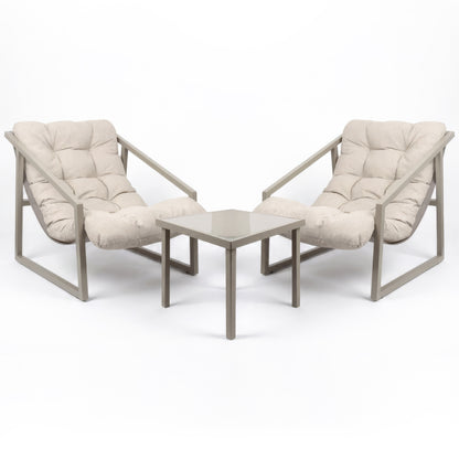 3 Piece Padded Patio Bistro Set - Beige