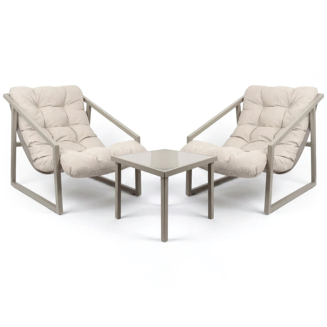 3 Piece Padded Patio Bistro Set - Beige