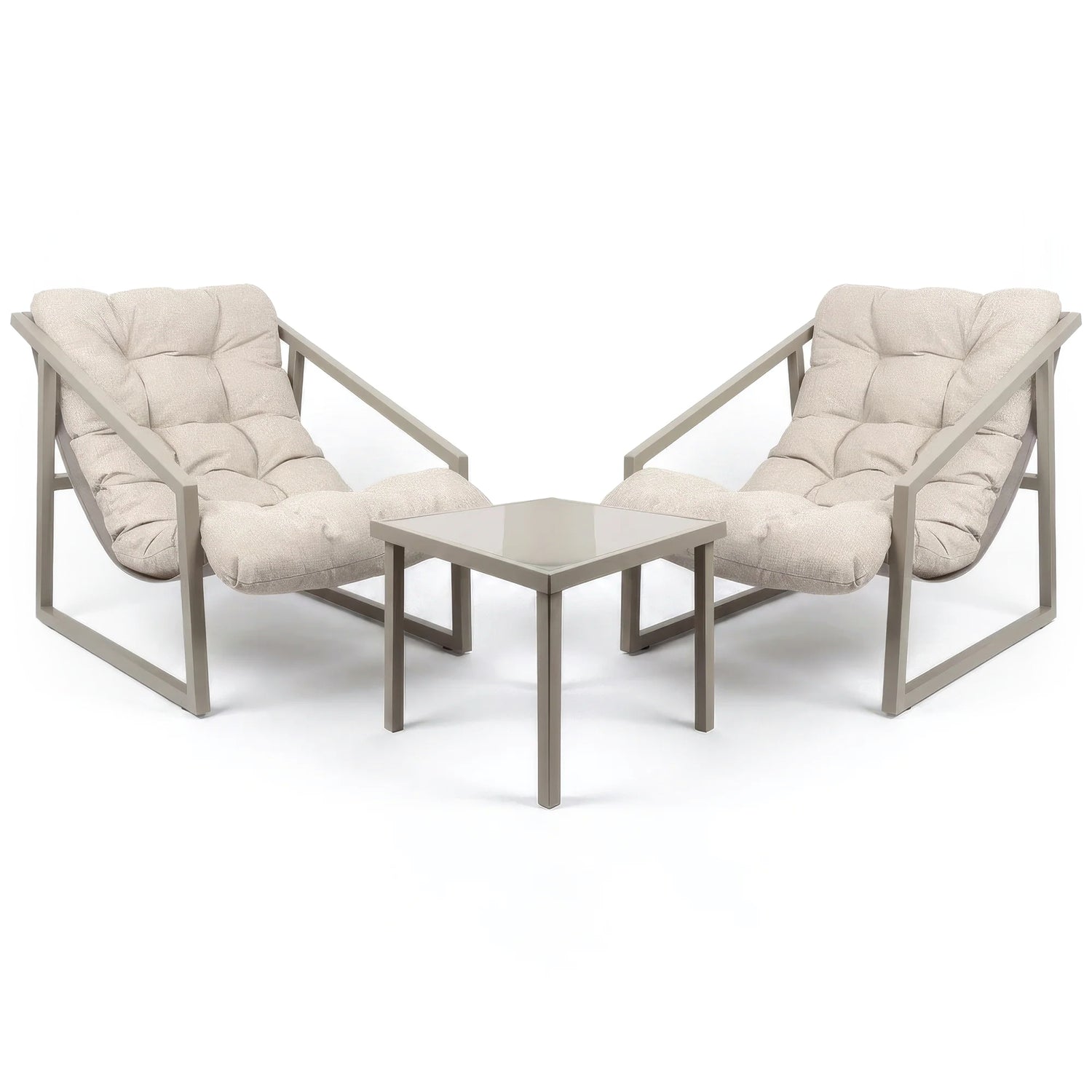 3 Piece Padded Patio Bistro Set - Beige