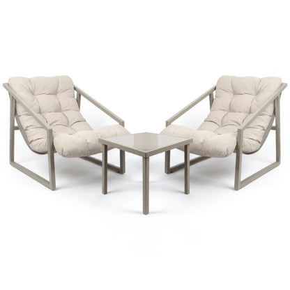 3 Piece Padded Patio Bistro Set - Beige