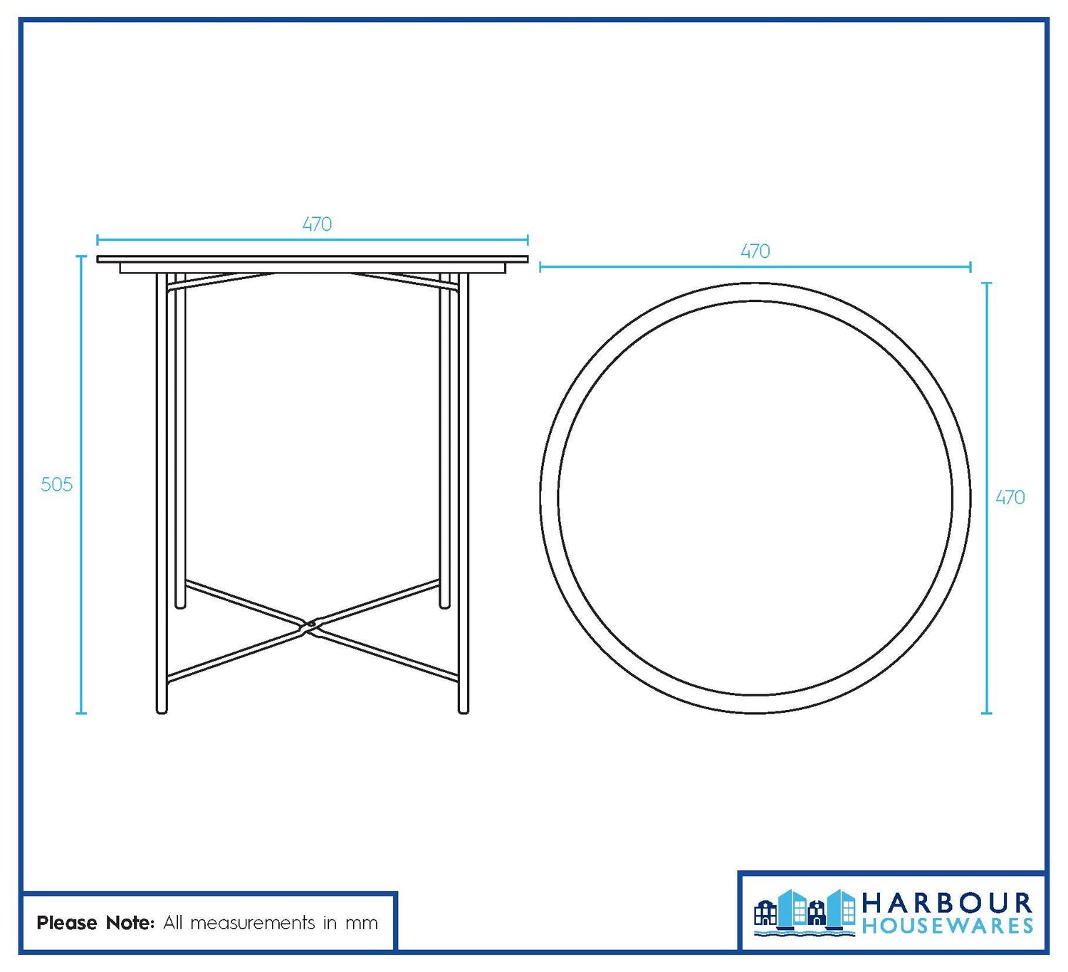 Black Round Steel Tray Table