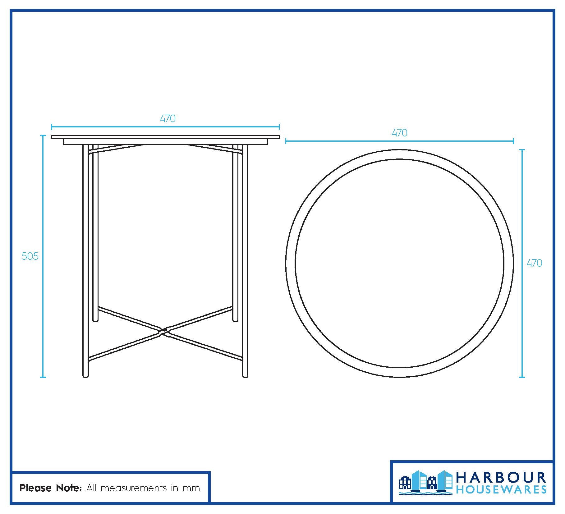 Black Round Steel Tray Table