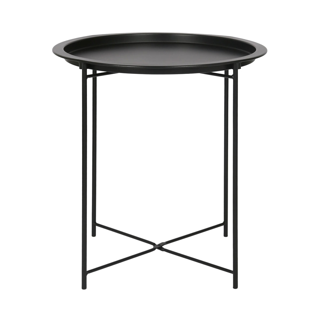 Black Round Steel Tray Table
