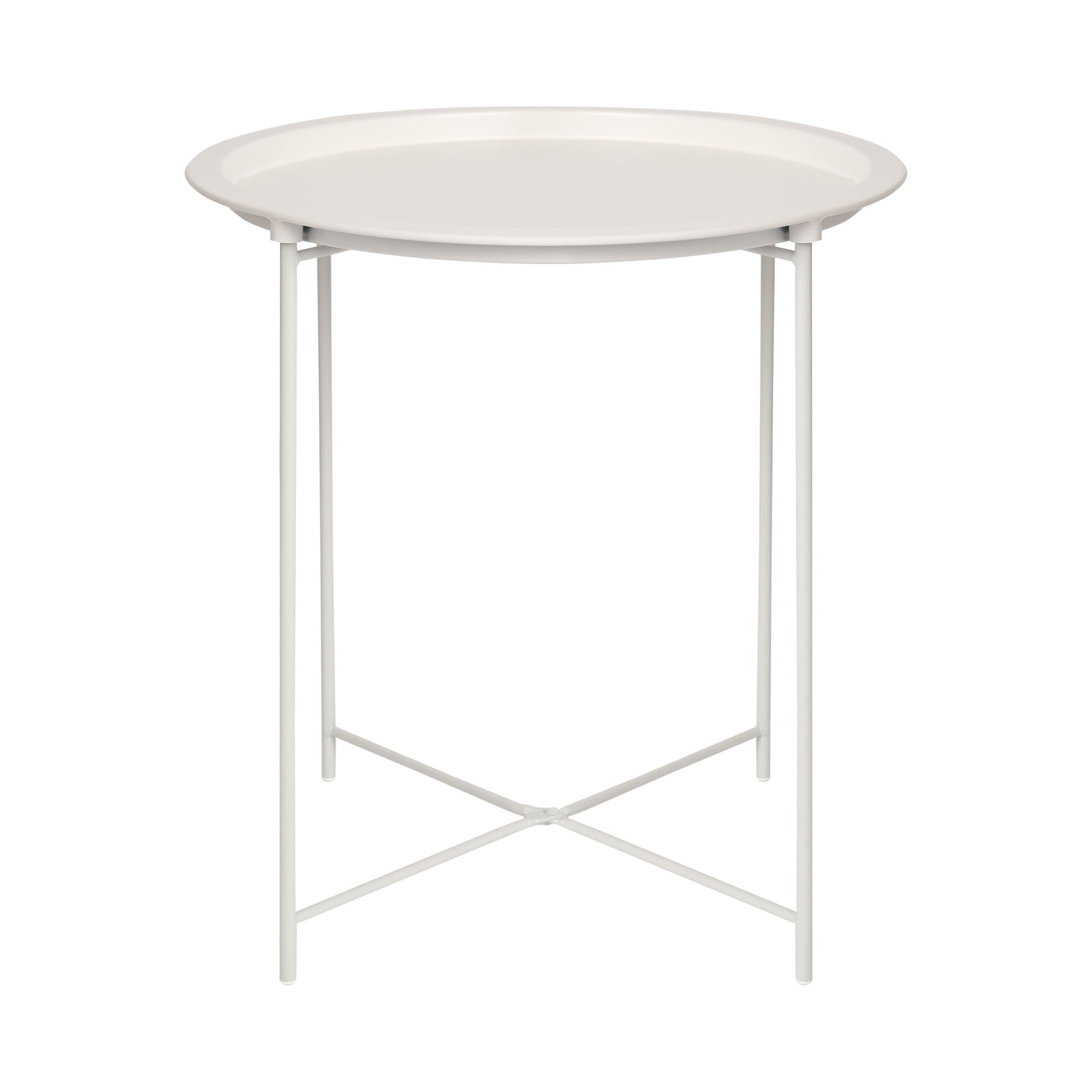 White Round Steel Tray Table