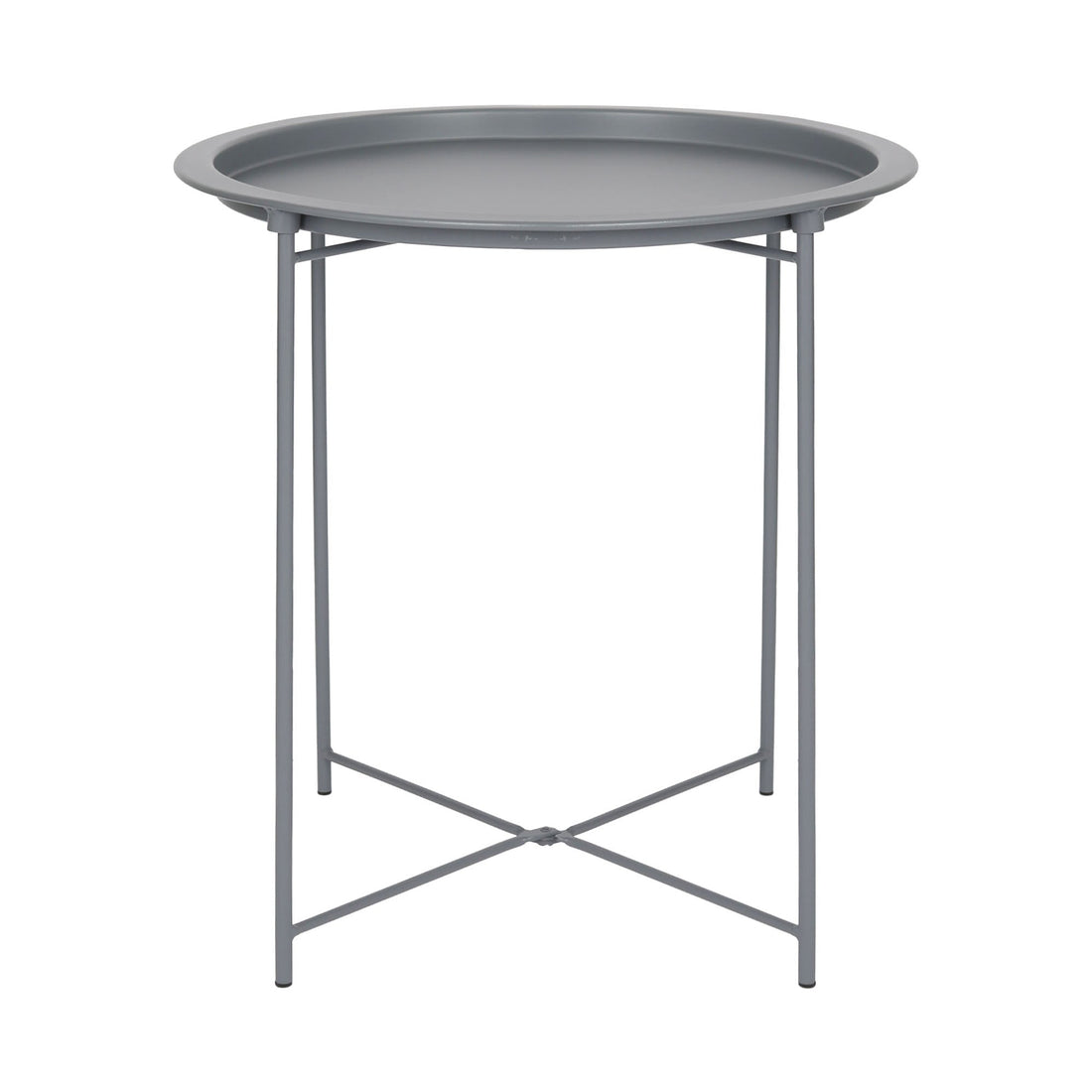 Grey Round Steel Tray Table