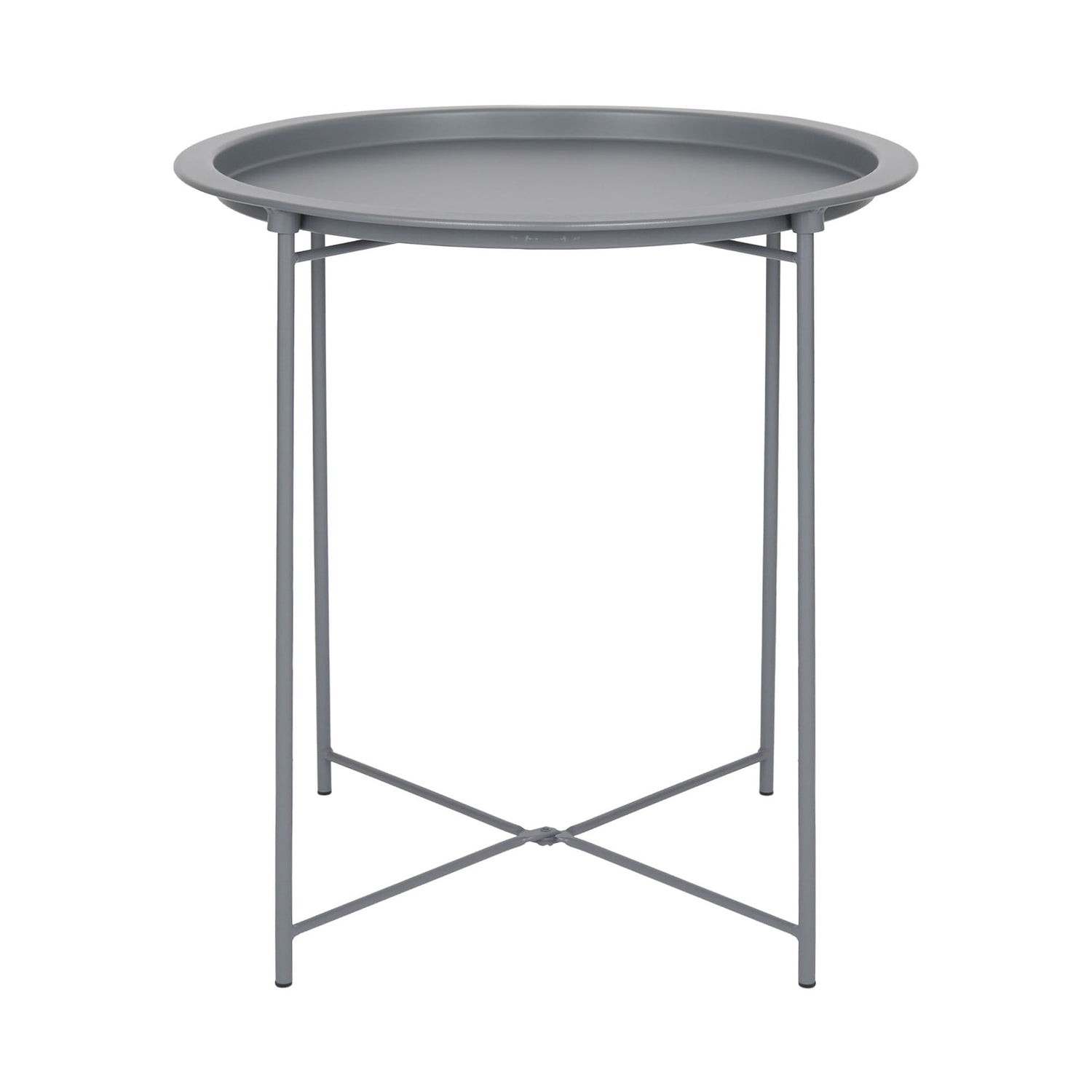 Grey Round Steel Tray Table