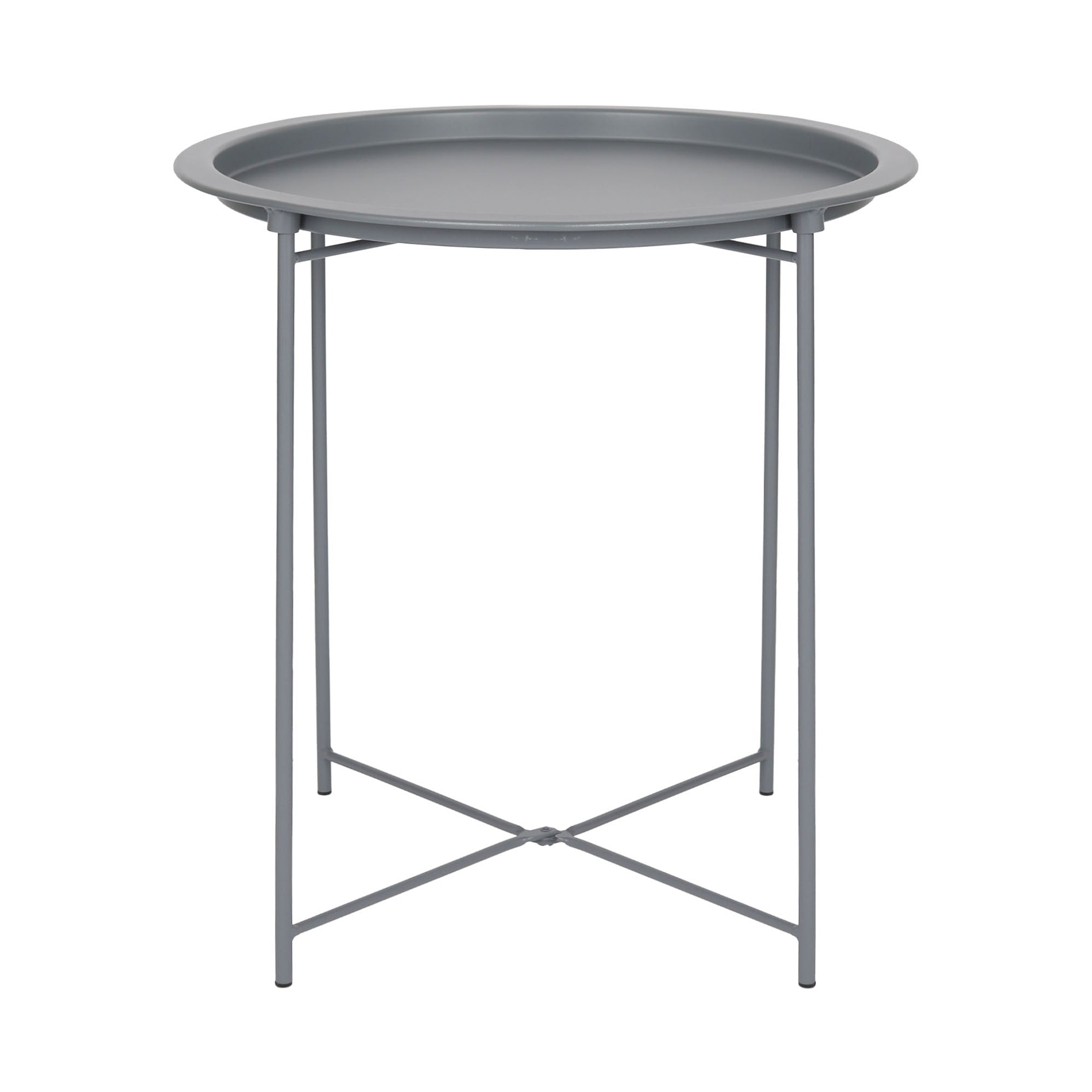 Grey Round Steel Tray Table