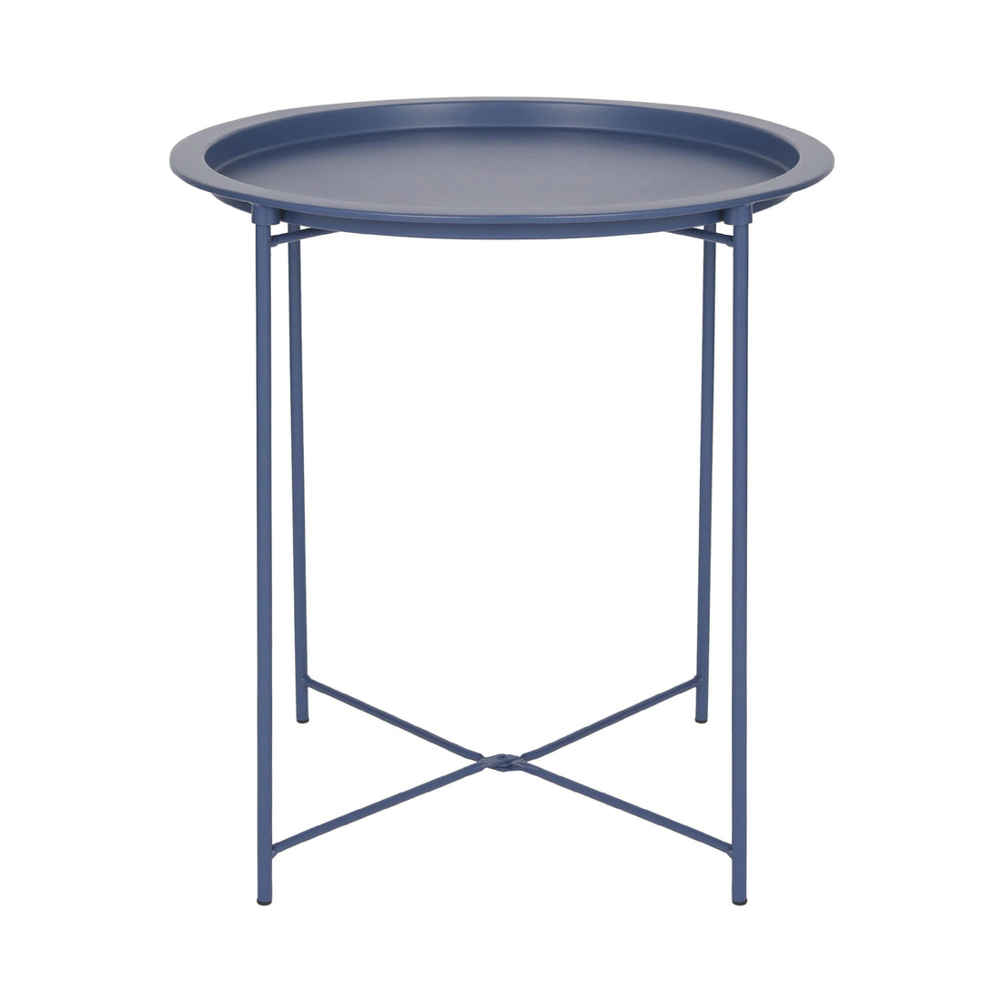 Navy Round Steel Tray Table