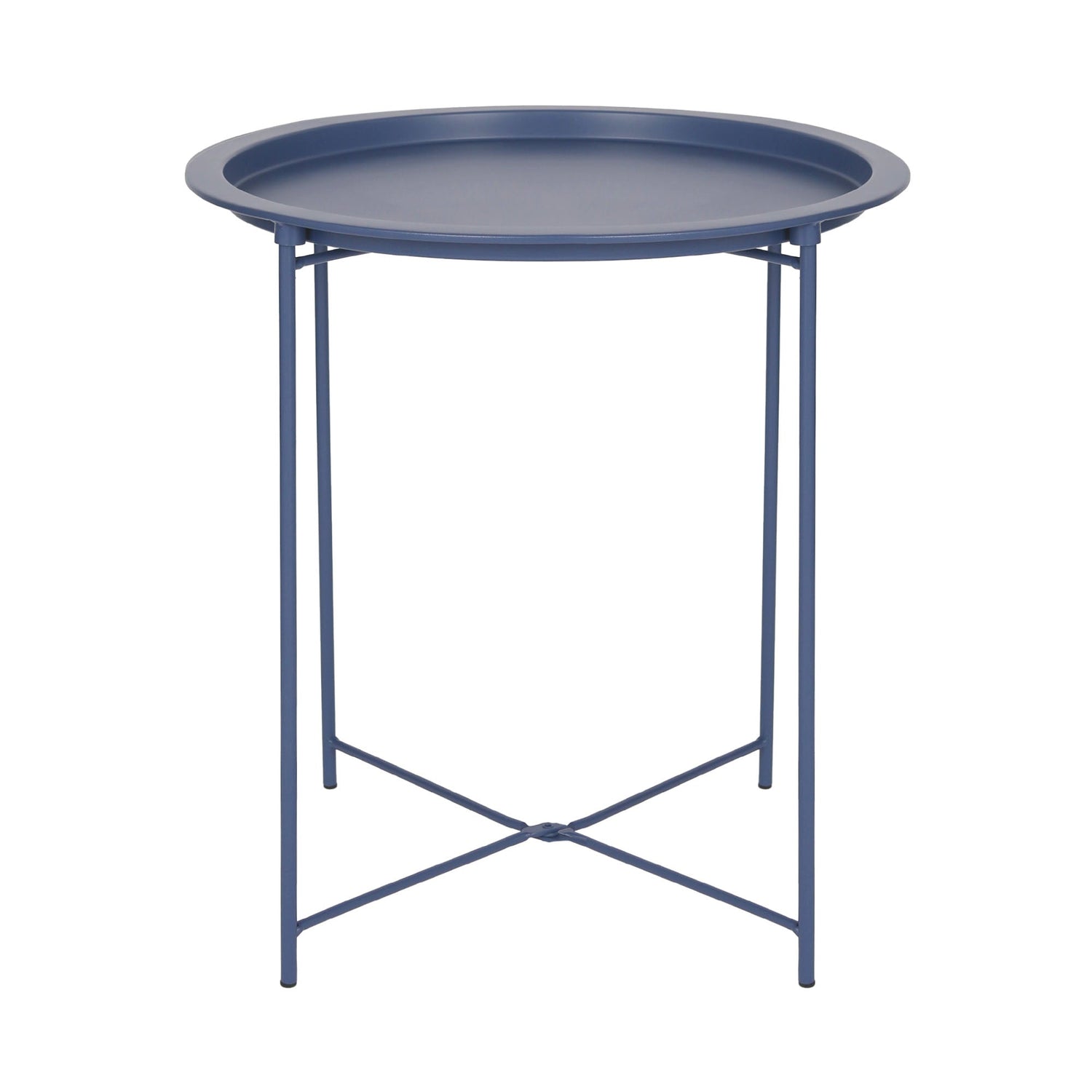 Navy Round Steel Tray Table