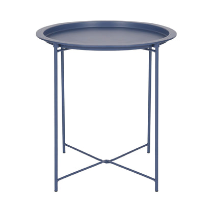 Navy Round Steel Tray Table