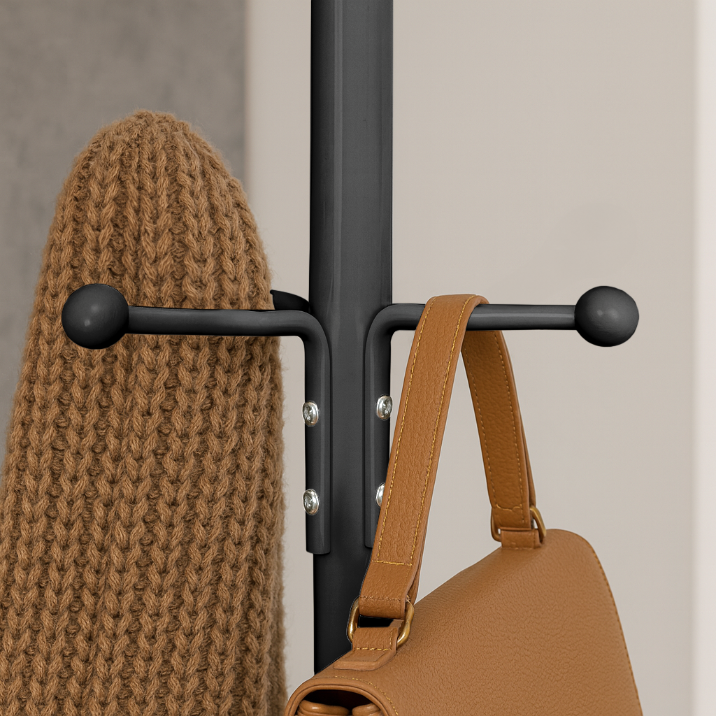Black Free-Standing Steel Coat Rack