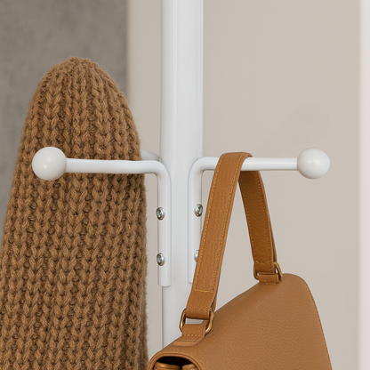 White Free-Standing Steel Coat Rack