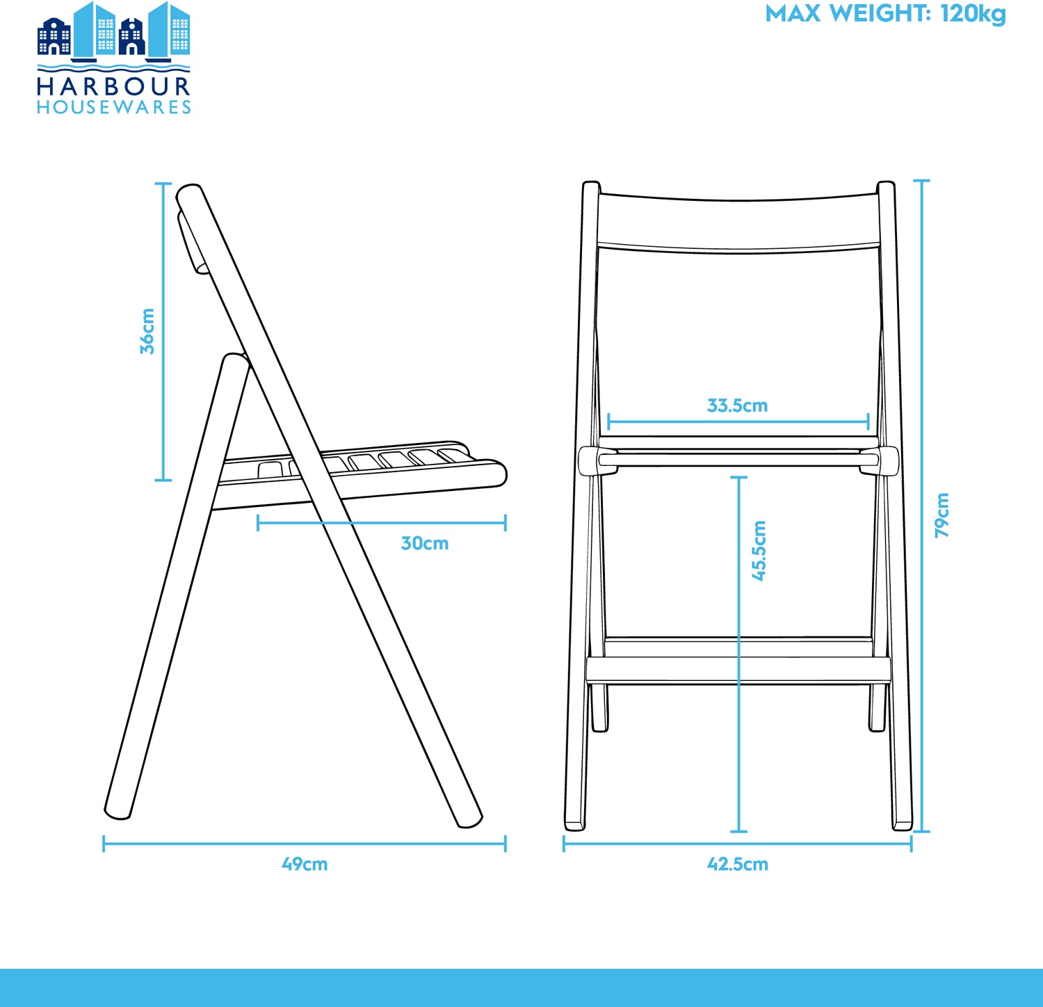 Walnut Beech Wood Folding Chairs - Pack of Two