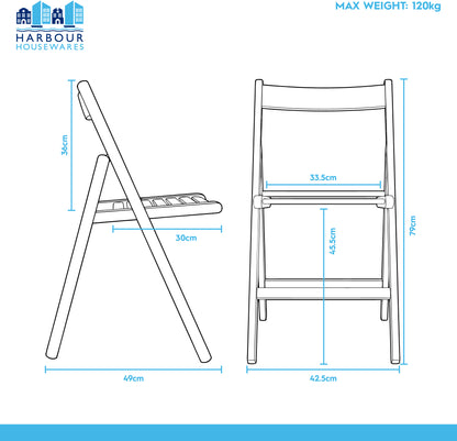 Walnut Beech Wood Folding Chairs - Pack of Two