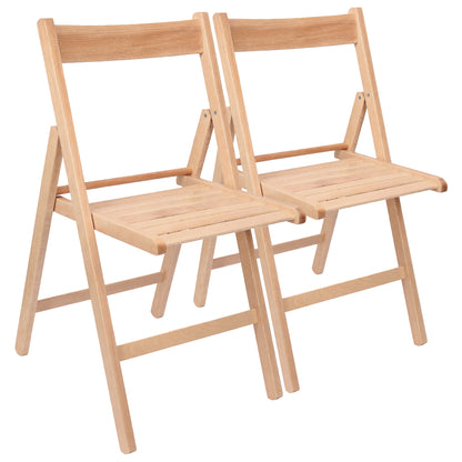 Beige Wood Folding Chairs – Pack of Two