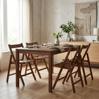 Walnut Beech Wood Folding Chairs - Pack of Two