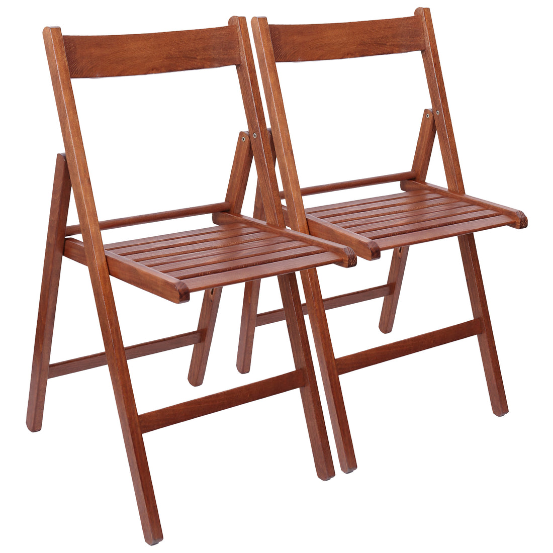 Walnut Beech Wood Folding Chairs - Pack of 2