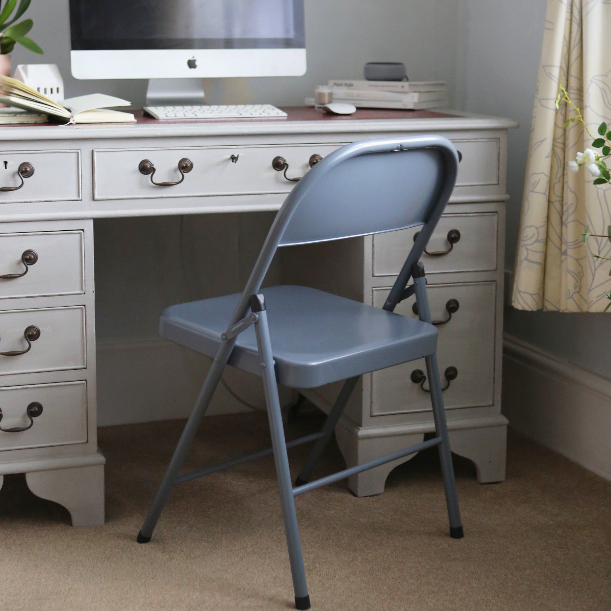 Matt Grey Metal Folding Chair - Pack of Six