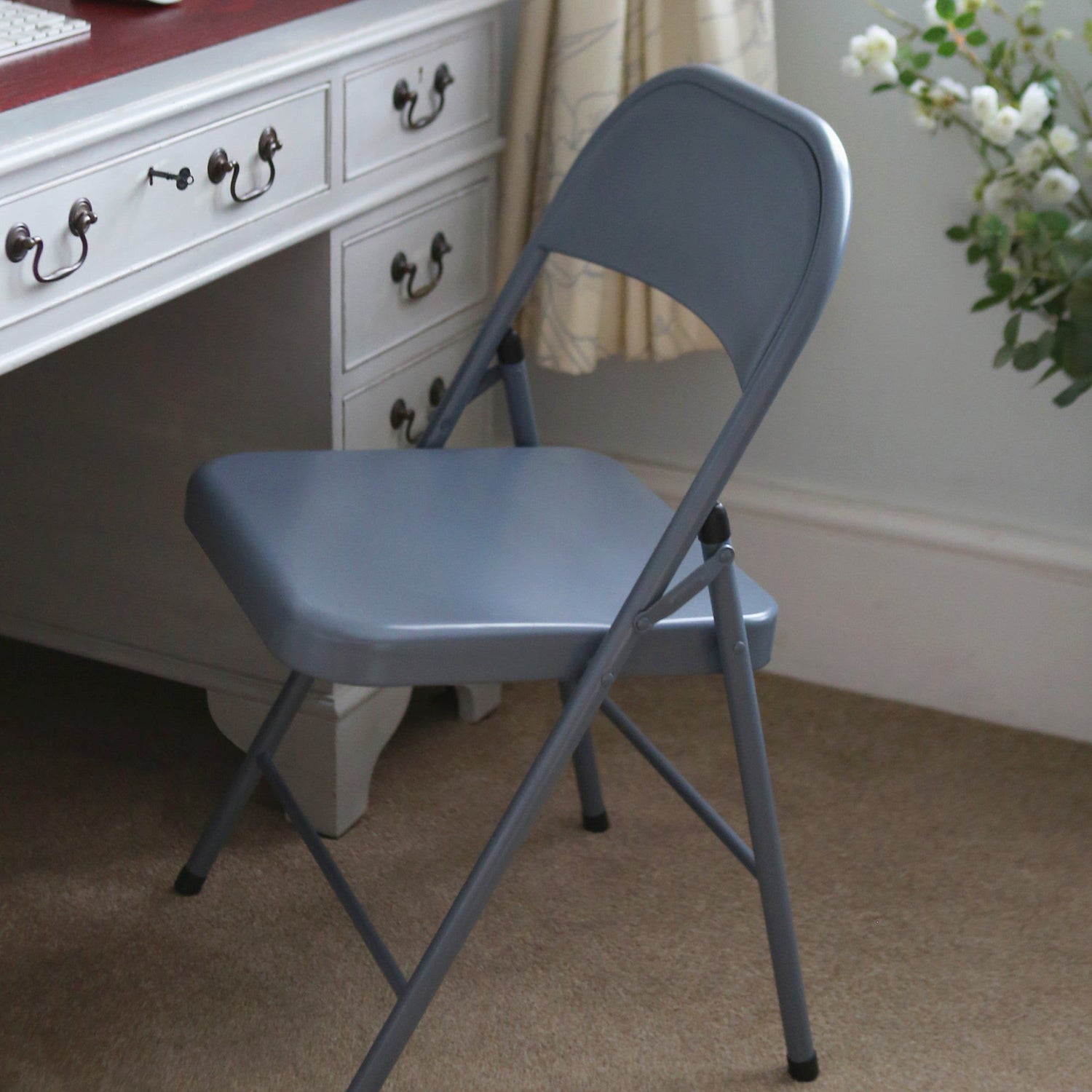 Matt Grey Metal Folding Chair
