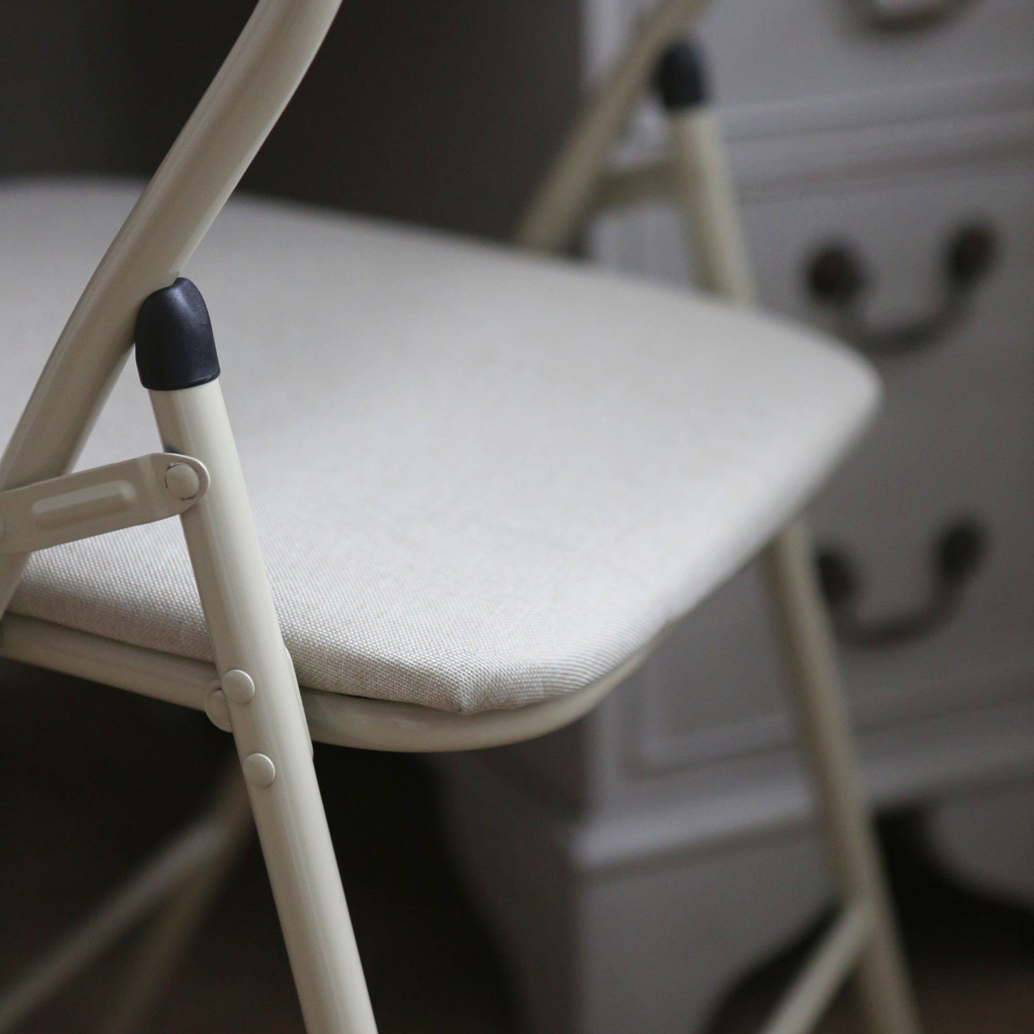 Beige Fabric Padded Folding Chair