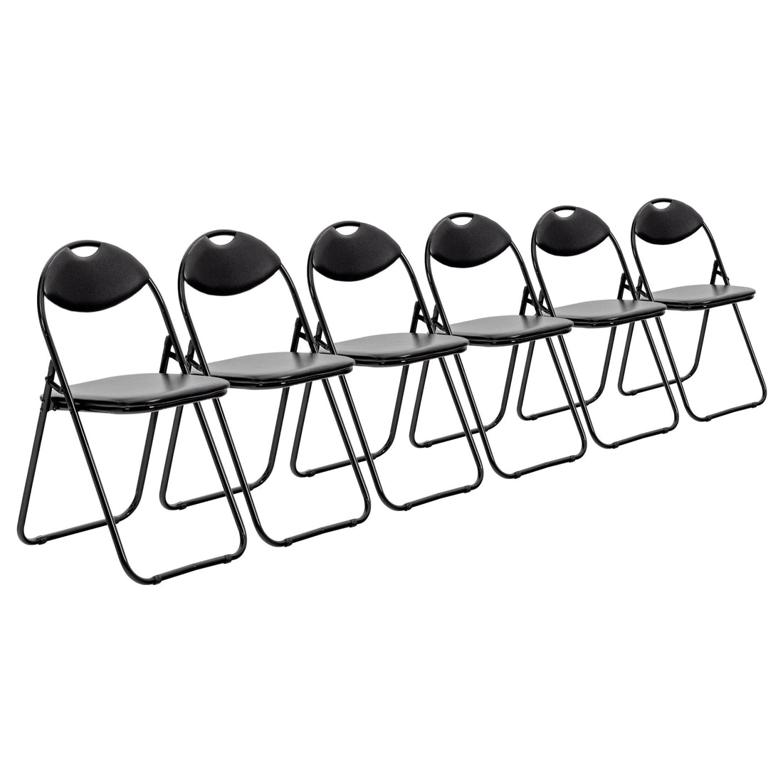 Black Curved Black Framed Padded Folding Chair - Pack of Six