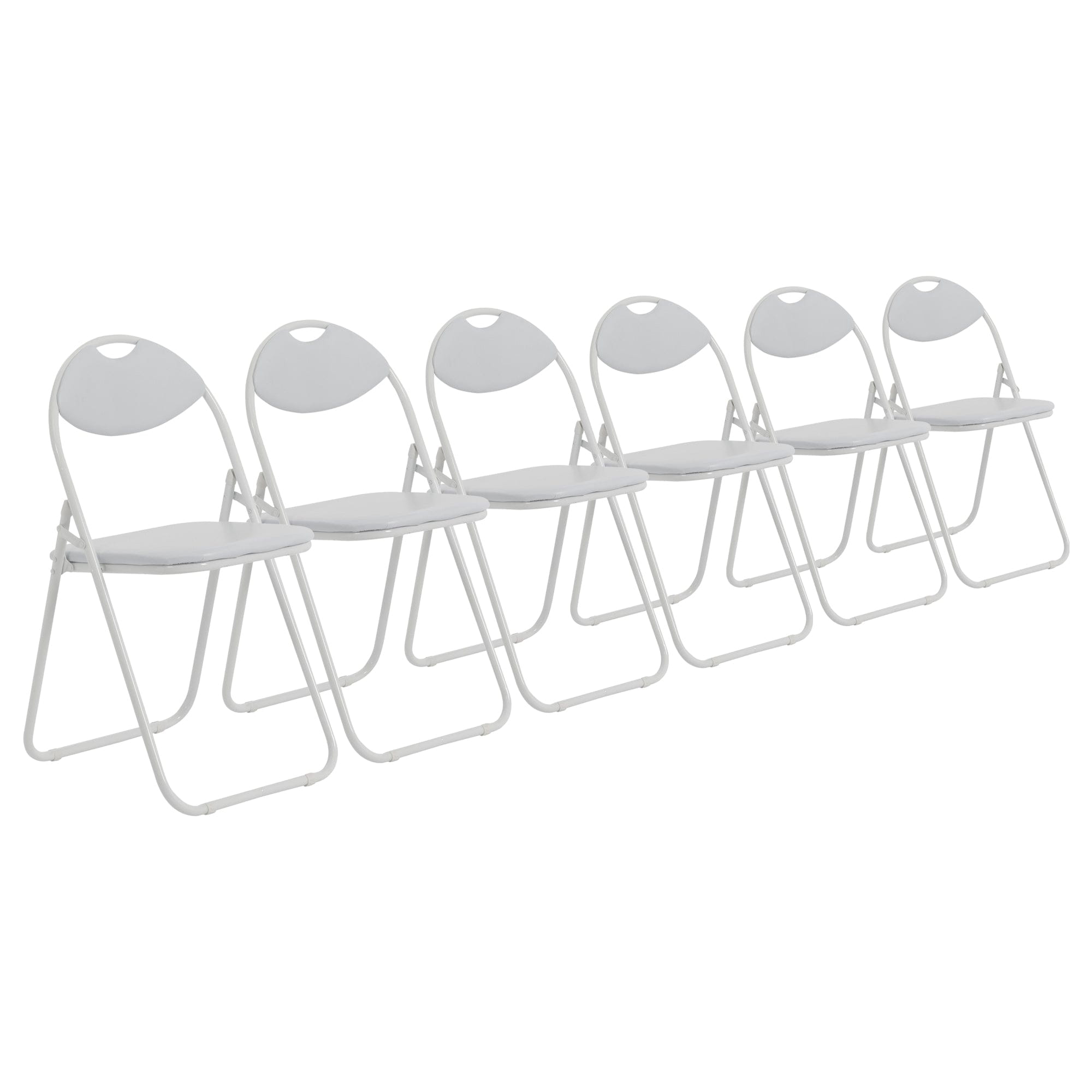 White Curved White Framed Padded Folding Chair - Pack of Six