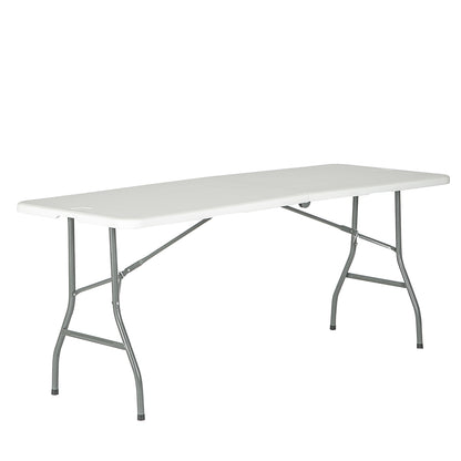 6ft (180cm) White Rectangle Plastic Folding Trestle Tables - Pack of Two
