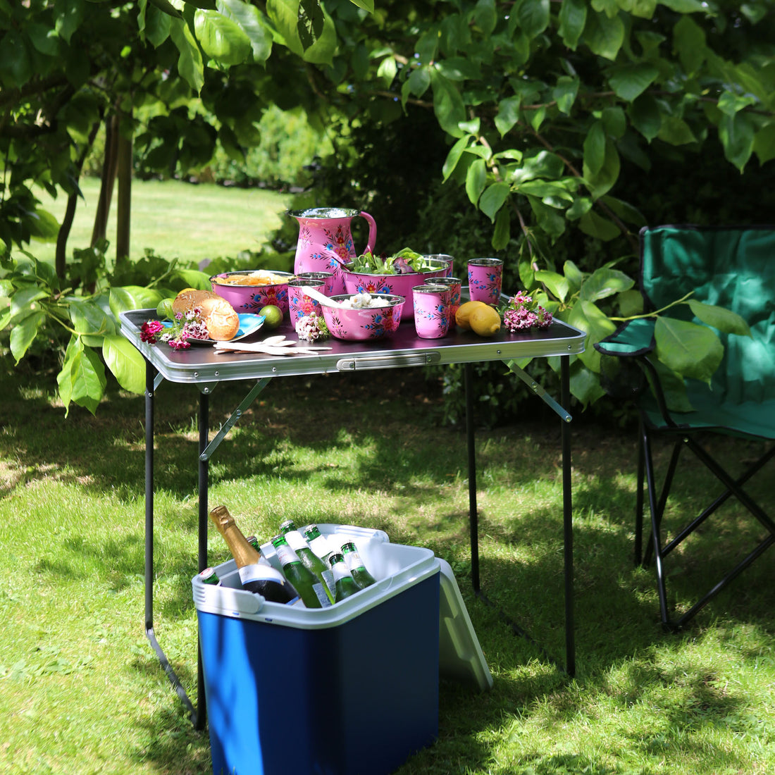 80cm x 60cm Folding Metal Black Camping Table