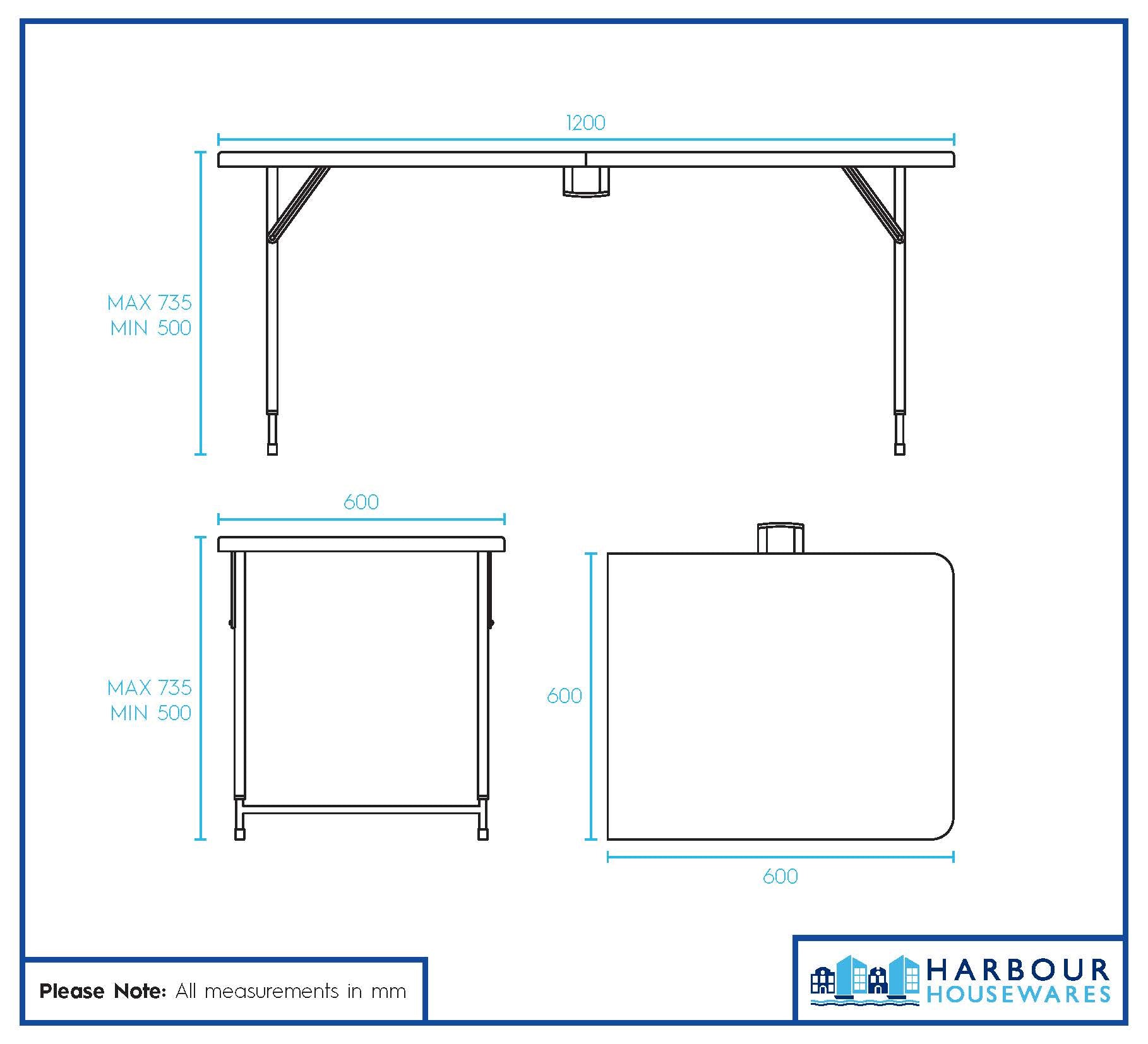 4ft (120cm) Black Height Adjustable Folding Trestle Table