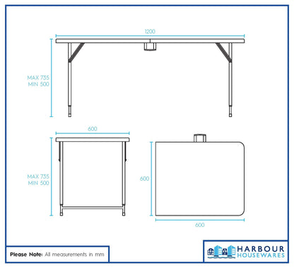 4ft (120cm) Black Height Adjustable Folding Trestle Table