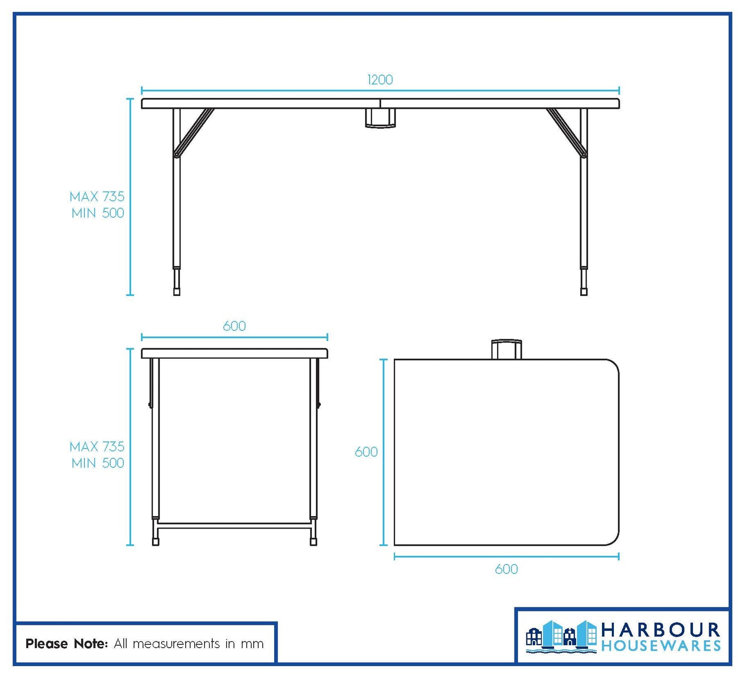 4ft (120cm) White Height Adjustable Folding Trestle Table