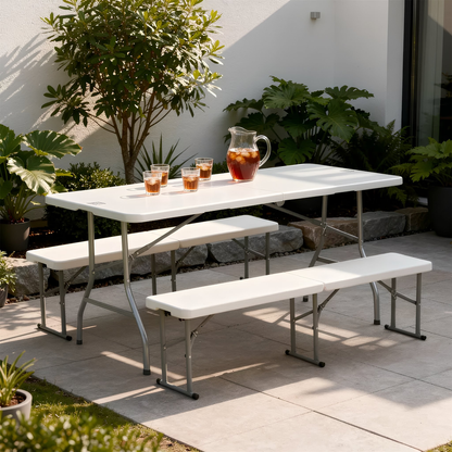 6ft (180cm) White Rectangle Plastic Folding Trestle Table