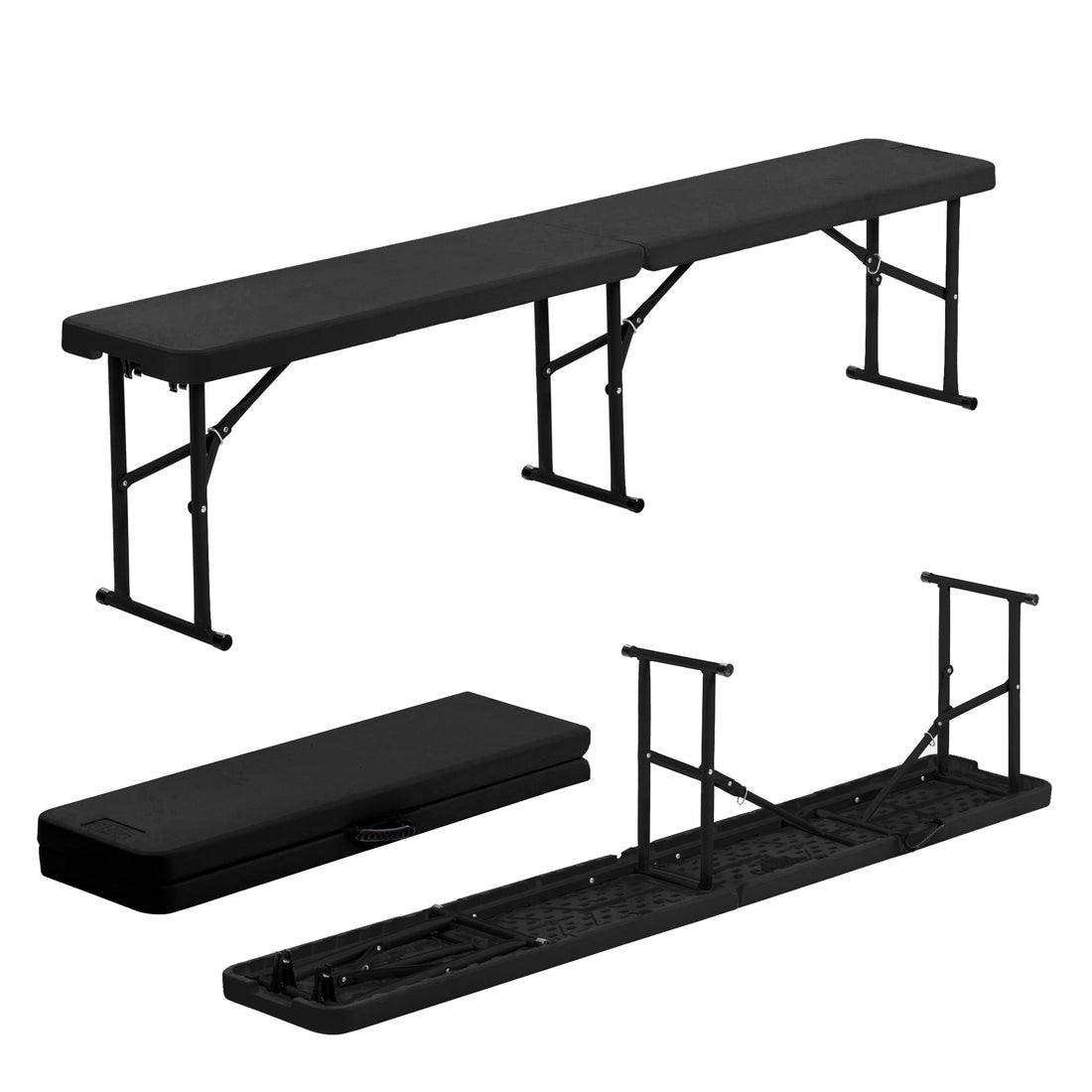 Black 6ft (180cm) Four Person Folding Trestle Bench