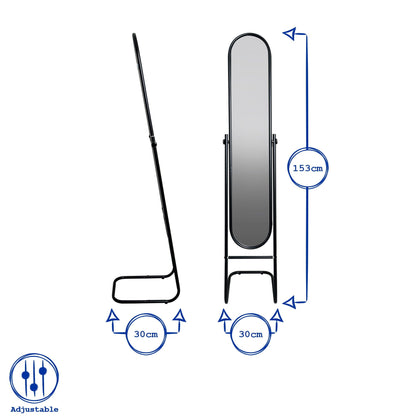 153cm x 30cm White Round Full-Length Mirror