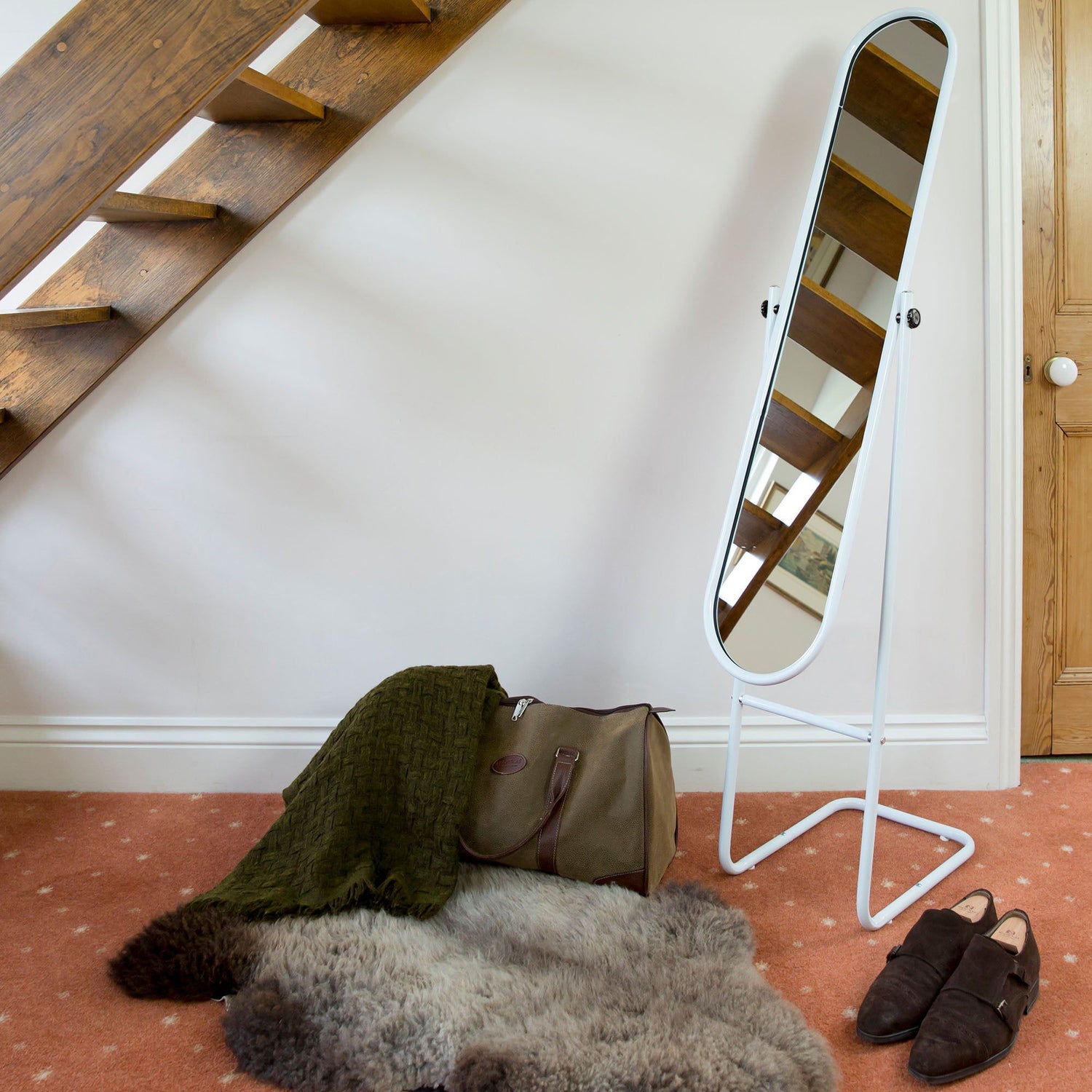 153cm x 30cm White Round Full-Length Mirror