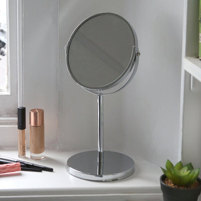 18.5cm x 34.5cm Chrome Pedestal Mirror