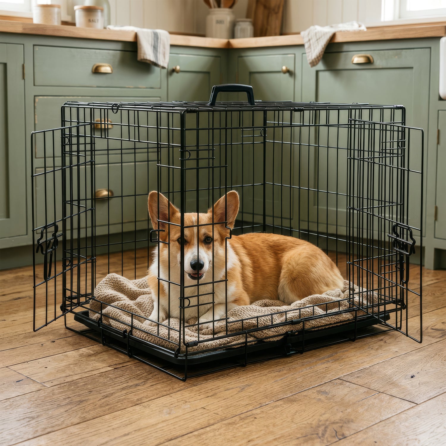 2 Door Metal Dog Crate with Removable Tray - Small