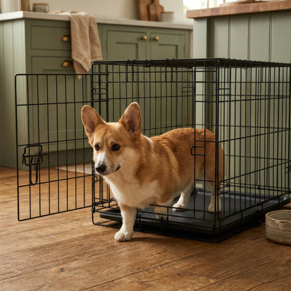 2 Door Metal Dog Crate with Removable Tray - Small
