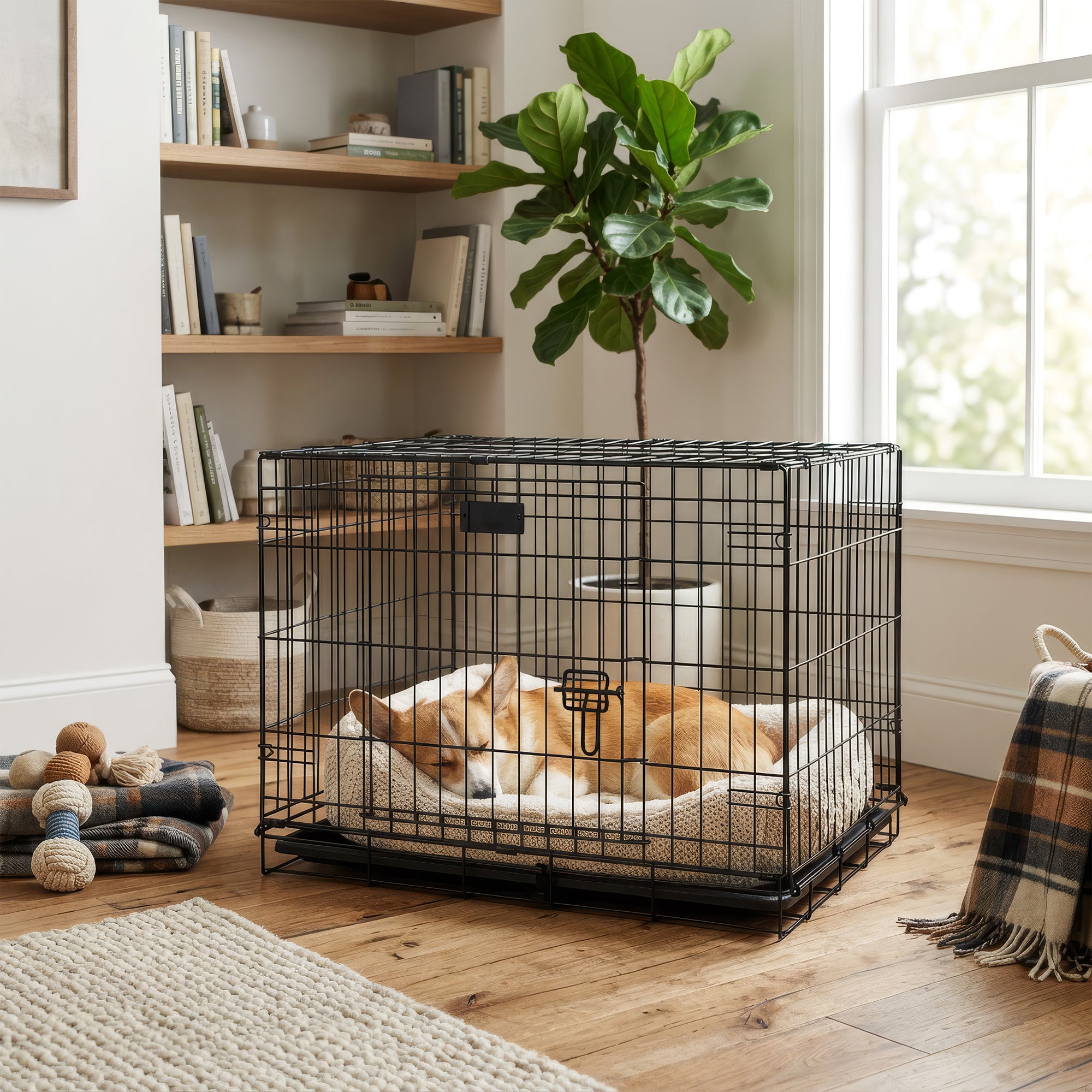 2 Door Metal Dog Crate with Removable Tray - Small
