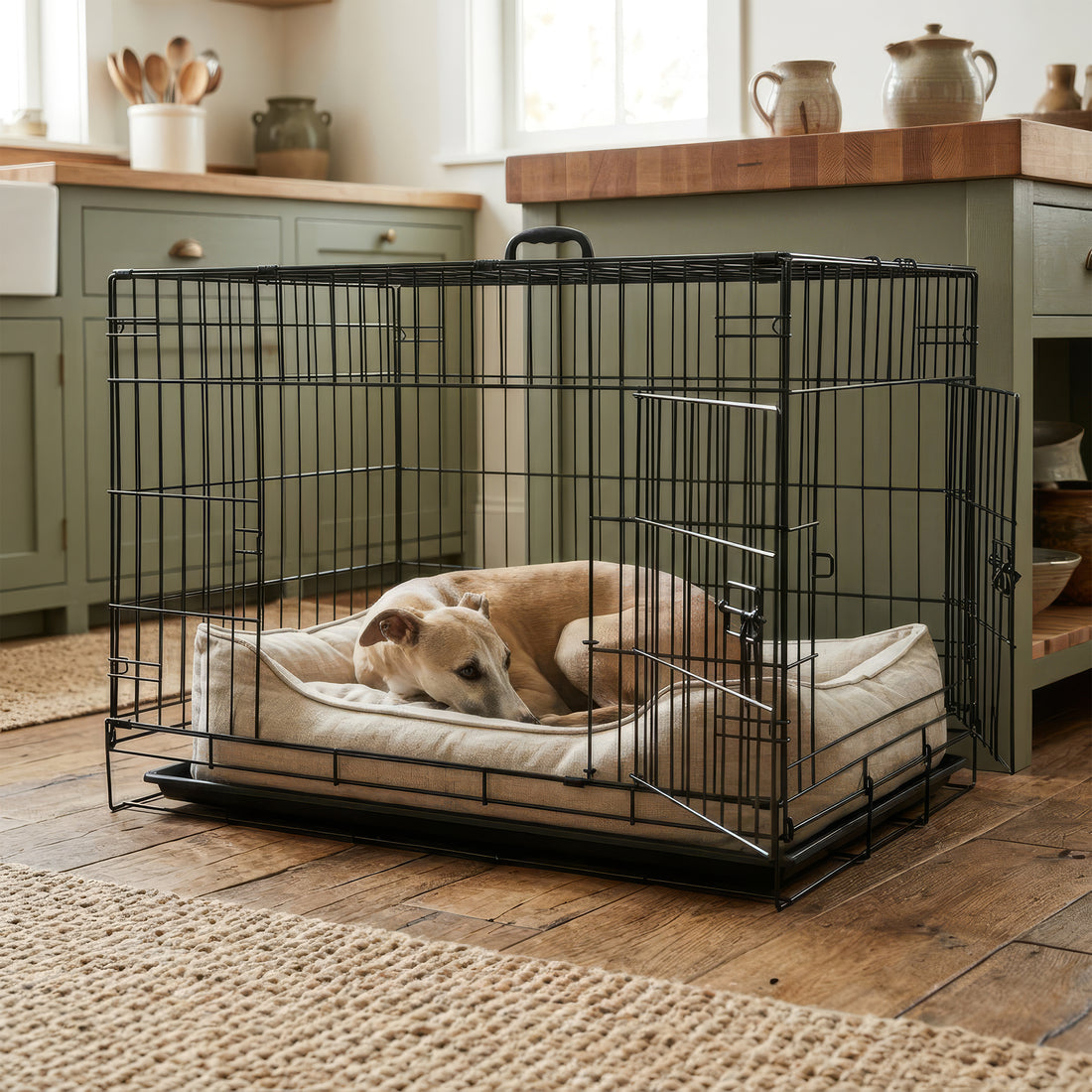 2 Door Metal Dog Crate with Removable Tray - Medium