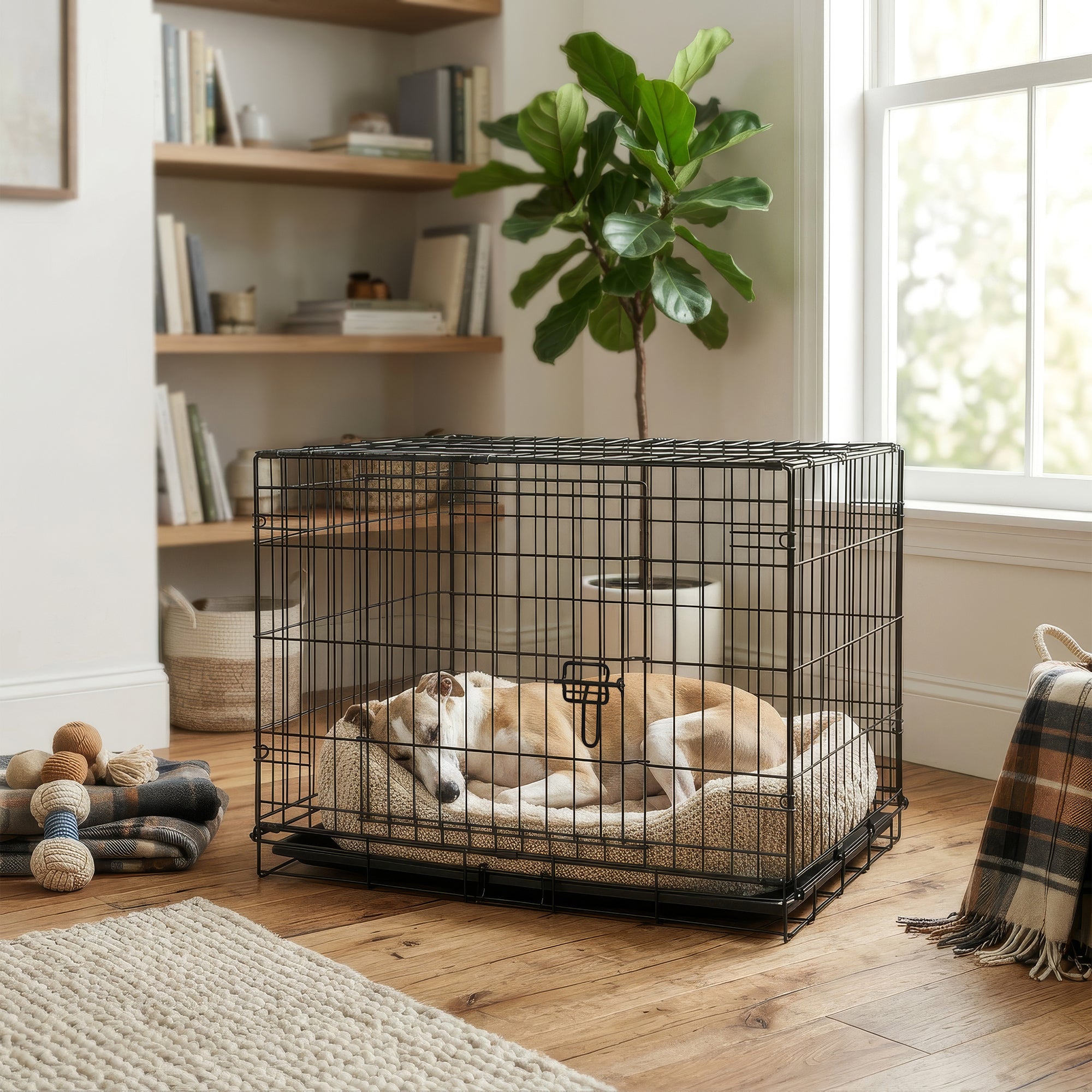 2 Door Metal Dog Crate with Removable Tray - Medium