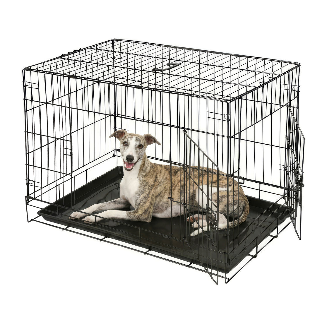 2 Door Metal Dog Crate with Removable Tray - Medium